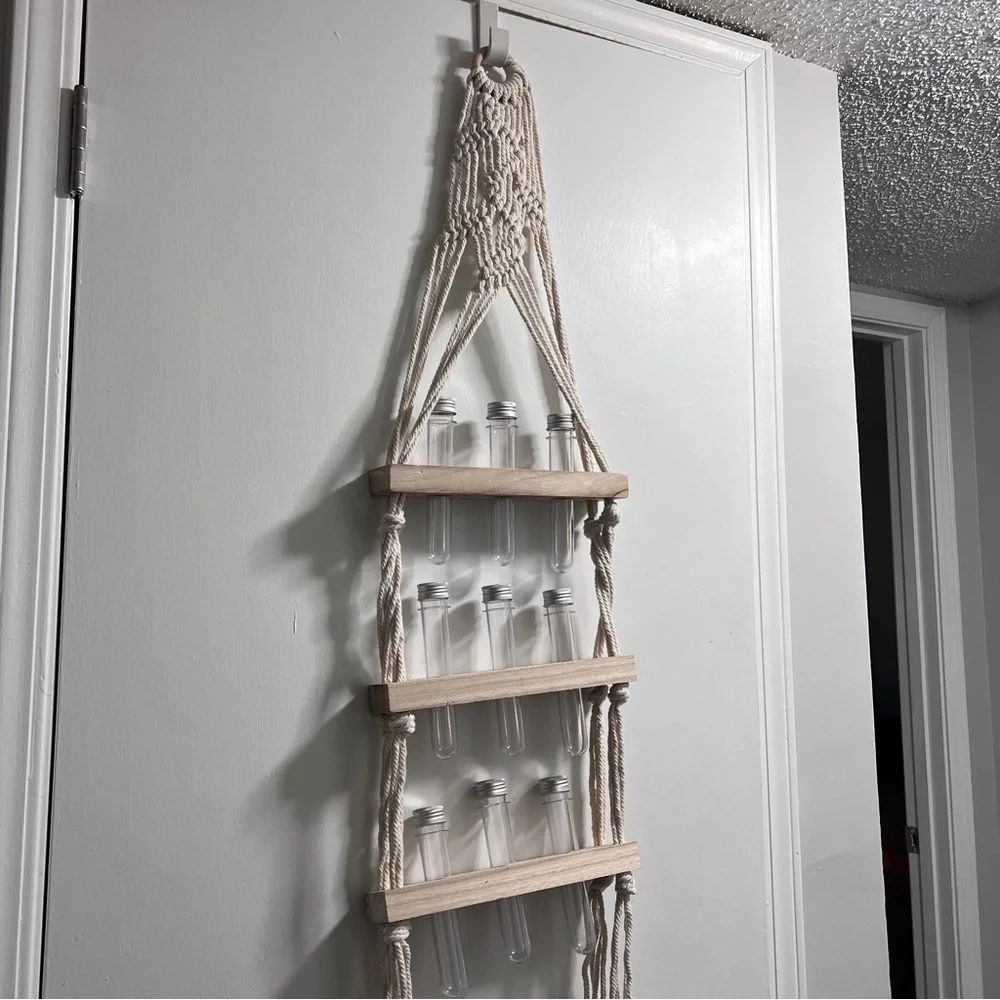 Macrame Hanging Shelf with Tubes
